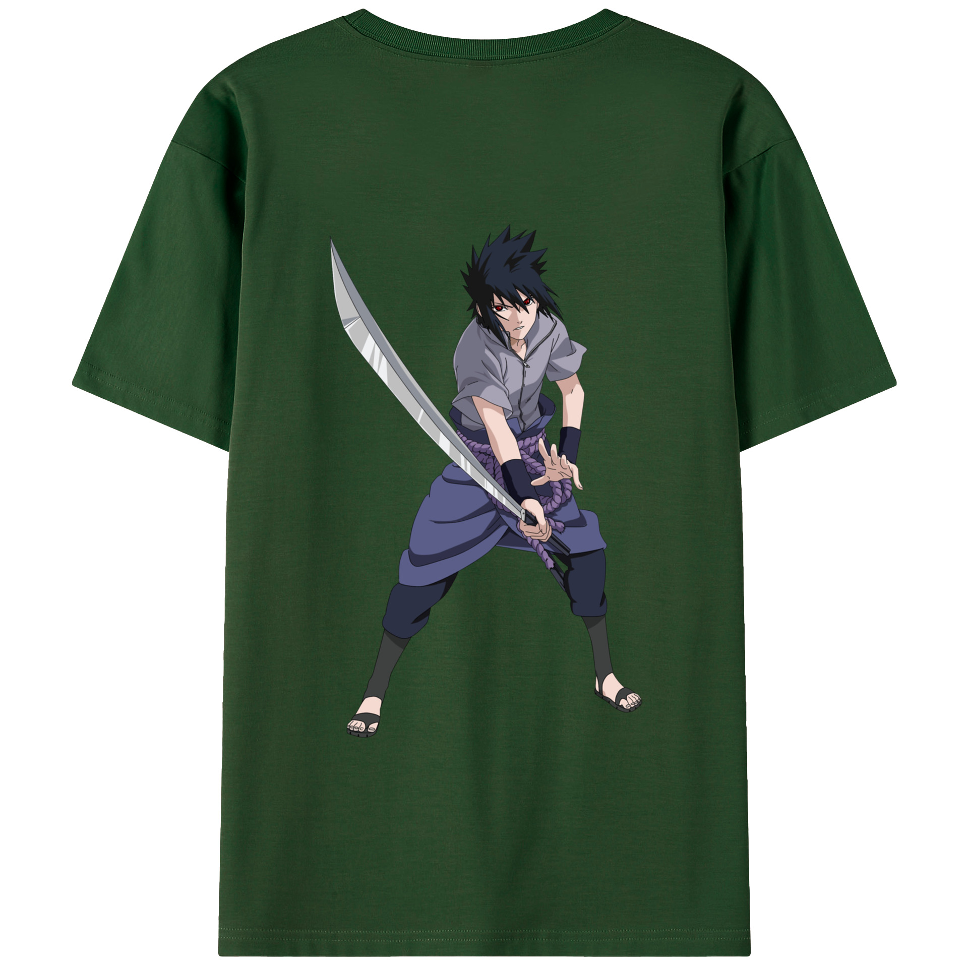 （画像用） NARUTO -ナルト- うちは サスケ Uchiha Sasuke 綿100％半袖Tシャツ（背面プリント）